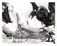 7t761 RAY HARRYHAUSEN signed 8x10 REPRO still '80s special effects scene from 7th Voyage of Sinbad!