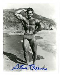 7t798 STEVE REEVES signed 8x10 REPRO still '80s clean shaven showing off his incredible physique!