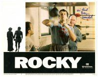 7t125 ROCKY signed LC #6 '77 by Burgess Meredith, who's training boxer Sylvester Stallone in gym!