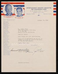 7t158 SAMUEL GOLDWYN/JACK WARNER signed letter '56 sent by the producers to support Eisenhower/Nixon