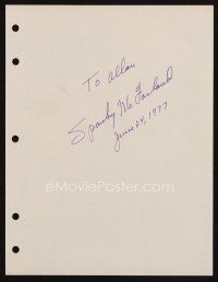 7t160 SPANKY McFARLAND signed stationery '77 can be framed & displayed with a repro still!