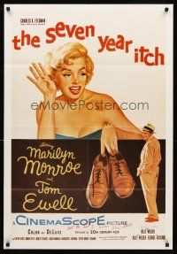 7t092 SEVEN YEAR ITCH signed REPRODUCTION 1sh '55 by BOTH Billy Wilder AND Tom Ewell, art of Marilyn