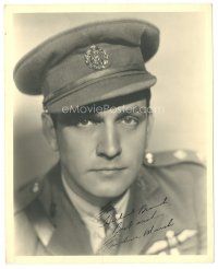 7t295 FREDRIC MARCH signed deluxe 8x10 still '30s head & shoulders portrait in military uniform!