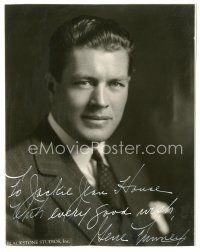 7t297 GENE TUNNEY signed deluxe 7x9 still '20s close portrait in suit & tie from Blackstone Studios!