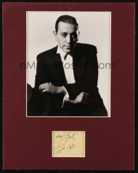 7t220 GEORGE RAFT matted signature + REPRO '40s portrait of the tough guy actor in tuxedo!