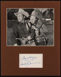 7t232 ROY ROGERS/ANDY DEVINE signed matted signatures + REPRO '50s together from one of their movies