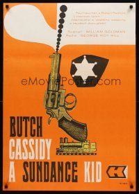 7z268 BUTCH CASSIDY & THE SUNDANCE KID Czech 23x33 '70 cool different gun & badge art by Stanner!