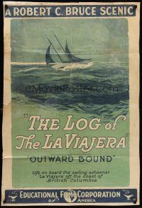 8c408 LOG OF THE LA VIAJERA kraftbacked 1sh '20 great art of sailing ship, Outward Bound!