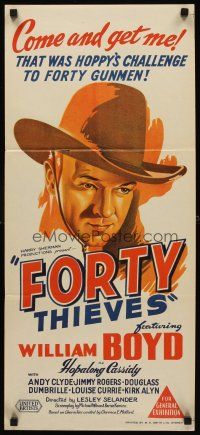 8d682 FORTY THIEVES Aust daybill '44 wonderful stone litho of William Boyd as Hopalong Cassidy!