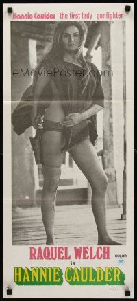 8d702 HANNIE CAULDER teaser Aust daybill '72 best c/u of barely-dressed sexy cowgirl Raquel Welch!