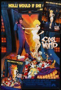 8m039 LOT OF 3 UNFOLDED COOL WORLD ONE-SHEETS '92 Brad Pitt & sexy cartoon Kim Basinger!