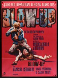 8p570 BLOW-UP French 1p R69 Michelangelo Antonioni, David Hemmings straddles sexy model Verushka!