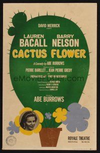 8p252 CACTUS FLOWER stage play WC '65 Lauren Bacall & Barry Nelson in Abe Burrow's comedy!