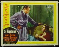 9d173 5 FINGERS LC #5 '52 James Mason looks down at pretty Danielle Darrieux!