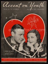 9e305 ACCENT ON YOUTH sheet music '35 Sylvia Sidney & Herbert Marshall, the title song!