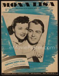 9e310 CAPTAIN CAREY, U.S.A. sheet music '50 Alan Ladd & Wanda Hendrix, the classic Mona Lisa!