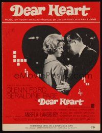 9e314 DEAR HEART sheet music '65 romantic c/u of Glenn Ford & sexy Geraldine Page, the title song!