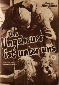 9e257 CREATURE WALKS AMONG US German program '56 many different images of monster attacking!