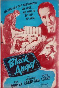 9e372 BLACK ANGEL pressbook R50 tough guy Dan Duryea, sexy June Vincent, Peter Lorre with gun!