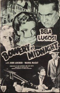 9e373 BOWERY AT MIDNIGHT pressbook R49 Bela Lugosi, John Archer, Wanda McKay, Tom Neal!