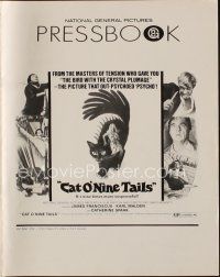 9e378 CAT O' NINE TAILS pressbook '71 Dario Argento's Il Gatto a Nove Code, wild horror art of cat!