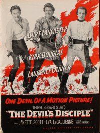 9e387 DEVIL'S DISCIPLE pressbook '59 Burt Lancaster, Kirk Douglas & Laurence Olivier all with guns!