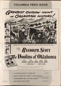 9e390 DOOLINS OF OKLAHOMA pressbook '49 Randolph Scott, greatest outlaw hunt in Oklahoma history!