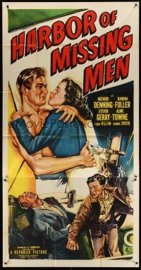 9f621 HARBOR OF MISSING MEN 3sh '50 barechested Richard Denning, Barbara Fuller