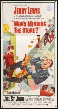 9f805 WHO'S MINDING THE STORE 3sh '63 Jerry Lewis is the unhandiest handyman, Jill St. John