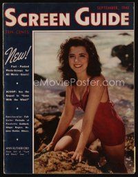 9h168 SCREEN GUIDE magazine September 1940 sexy Ann Rutherford at beach in swimsuit by Jack Albin!