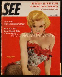 9h212 SEE magazine November 1954 sexiest Marilyn Monroe in skimpy outfit & fishnet stockings!