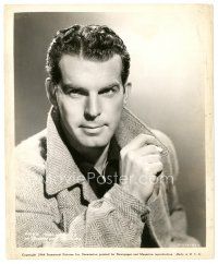 9r197 DOUBLE INDEMNITY 8x10 still '44 smoking portrait of Fred MacMurray with upturned collar!