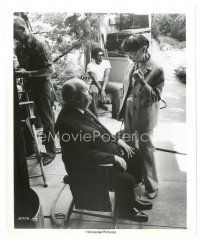 9r231 FAMILY PLOT candid 8x10 still '76 seated Alfred Hitchcock with dress designer Edith Head!