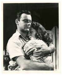 9r235 FIRE DOWN BELOW 8x10 still '57 close up of Jack Lemmon embracing pretty Rita Hayworth!