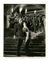 9r335 HOUSE OF FRANKENSTEIN 8x10 still '44 monster Glenn Strange holding Karloff by angry crowd!