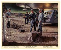 9r249 FORBIDDEN PLANET color 8x10 still #4 '56 Earl Holliman, Jack Kelly & crew outside ship!