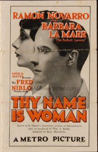 9z566 THY NAME IS WOMAN herald '24 Ramon Novarro & Barbara La Marr as perfect lovers!