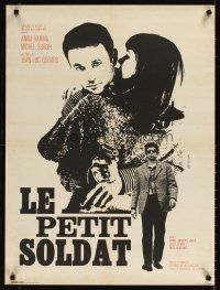 1b151 LE PETIT SOLDAT French 23x32 '63 Jean-Luc Godard, Anna Karina, art by Vaissier!