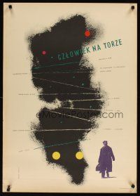 1b185 MAN ON THE TRACKS Polish 23x33 '57 Andrzej Munk, Stanislaw Zamecznik artwork!