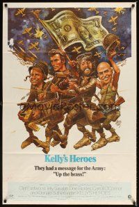 1e447 KELLY'S HEROES 1sh '70 Clint Eastwood, Telly Savalas, Don Rickles, Jack Davis artwork!