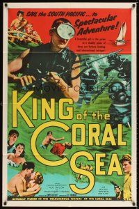 1e455 KING OF THE CORAL SEA 1sh '56 scuba divers Chips Rafferty & Ilma Adey in Australia!