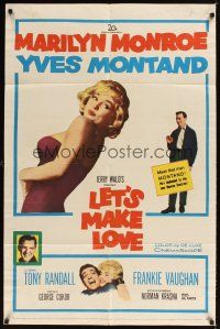 1e475 LET'S MAKE LOVE 1sh '60 two images of super sexy Marilyn Monroe & Yves Montand!