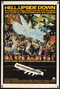 1e685 POSEIDON ADVENTURE int'l 1sh'72 art of Gene Hackman & Stella Stevens escaping by Mort Kunstler