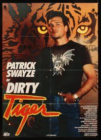 1h448 TIGER WARSAW Danish '88 great different image of tough Patrick Swayze!