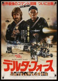 1h682 DELTA FORCE Japanese '86 cool art of Chuck Norris & Lee Marvin firing guns by S. Watts!