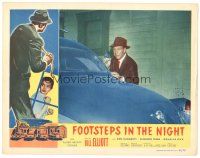 1s462 FOOTSTEPS IN THE NIGHT LC '57 full-length detective Bill Elliott with gun standing by car!