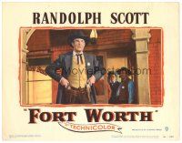 1s466 FORT WORTH LC #1 '51 close up of sheriff Randolph Scott reaching for his two guns!