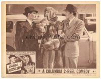 1s520 HECKLER LC '40 wacky Charley Chase wearing fur coat yawning between Richard Fiske & other man!