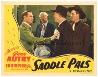 1s791 SADDLE PALS LC #7 '47 cool image of Gene Autry pushing bad guy Tom London!