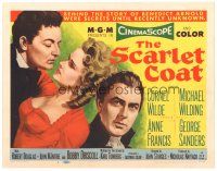 1s140 SCARLET COAT TC '55 romantic art of Cornel Wilde & Anne Francis, John Sturges directed!